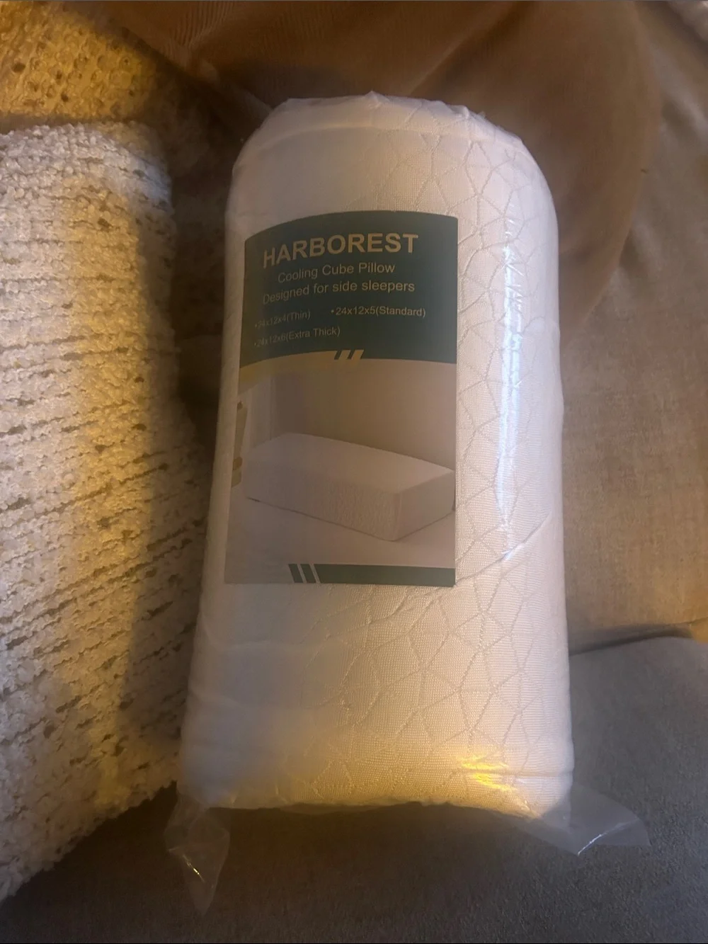 HARBOREST Ice Cube Cooling Pillow for Side Sleepers Memory Foam Side Sleeper